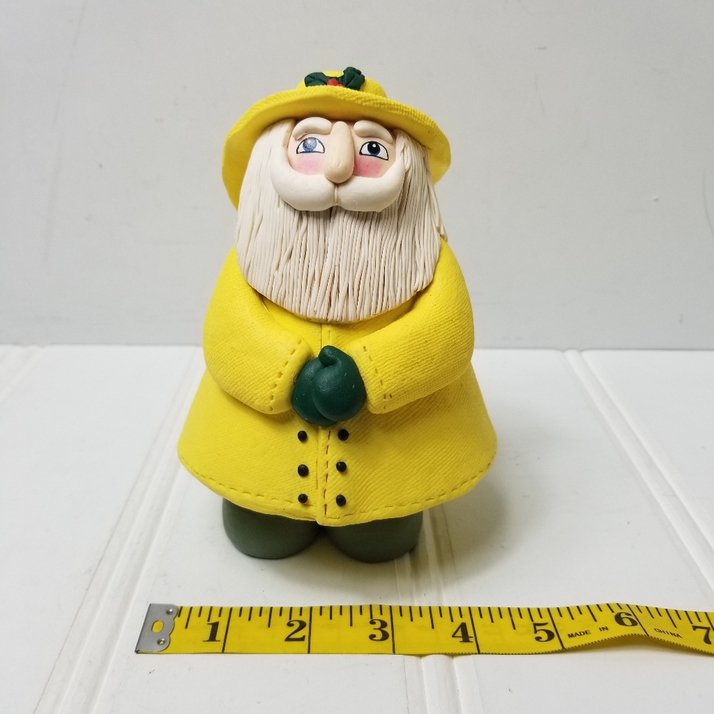Vintage Santa Fisherman Figurine Bread Dough Polymer Clay Coastal Christmas Yell - Picture 12 of 13